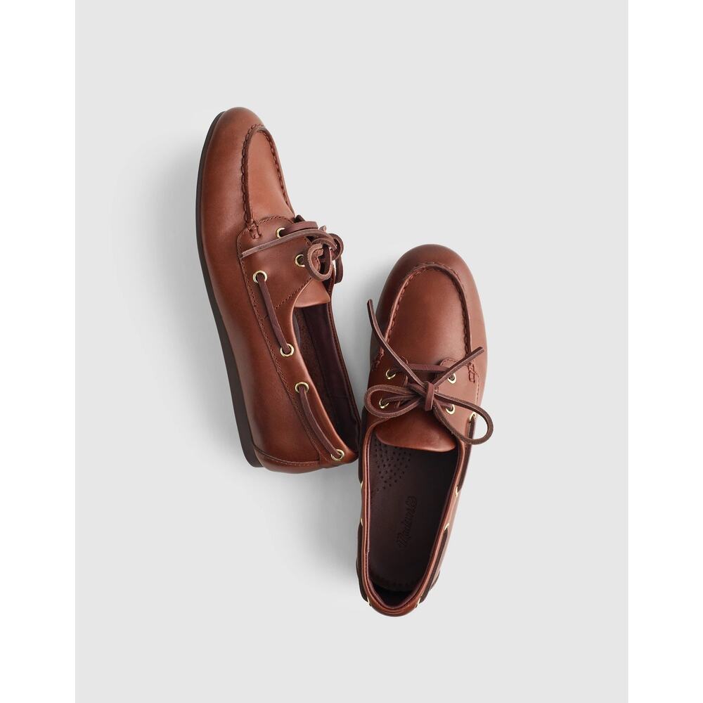 Madewell Women's The Jamie Boat Shoes Comfort Leather Cherry Wood Size 7 NWOB